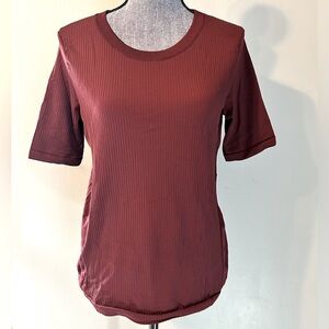 Athleta Ribbed Short Sleeve Top Size Large